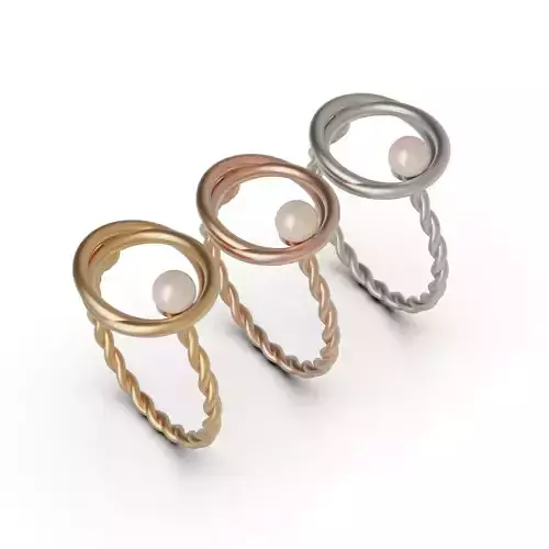 Gold ring  spiral-pearl