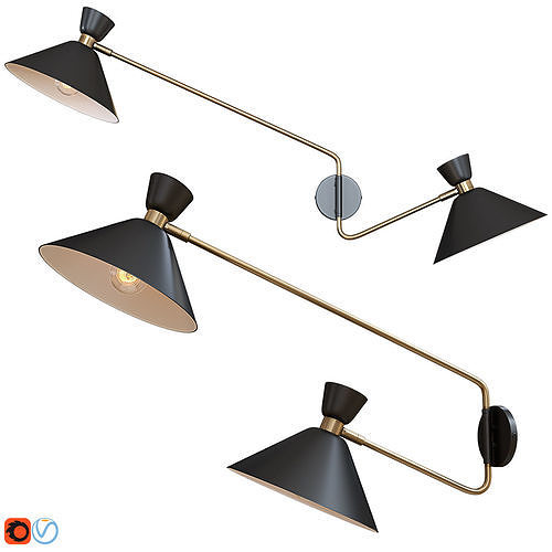 Wall lamp Zoticus 2 arms 3D model