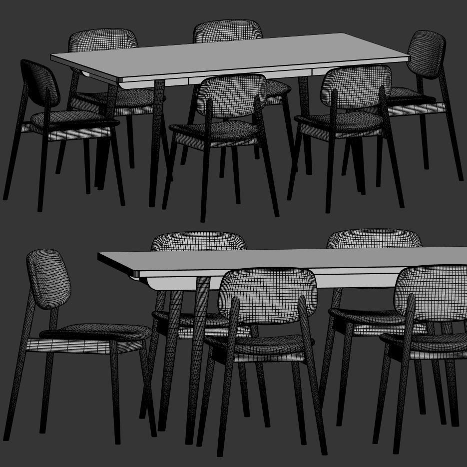 Frey Chair Larson Table Dining Set 3D model_2