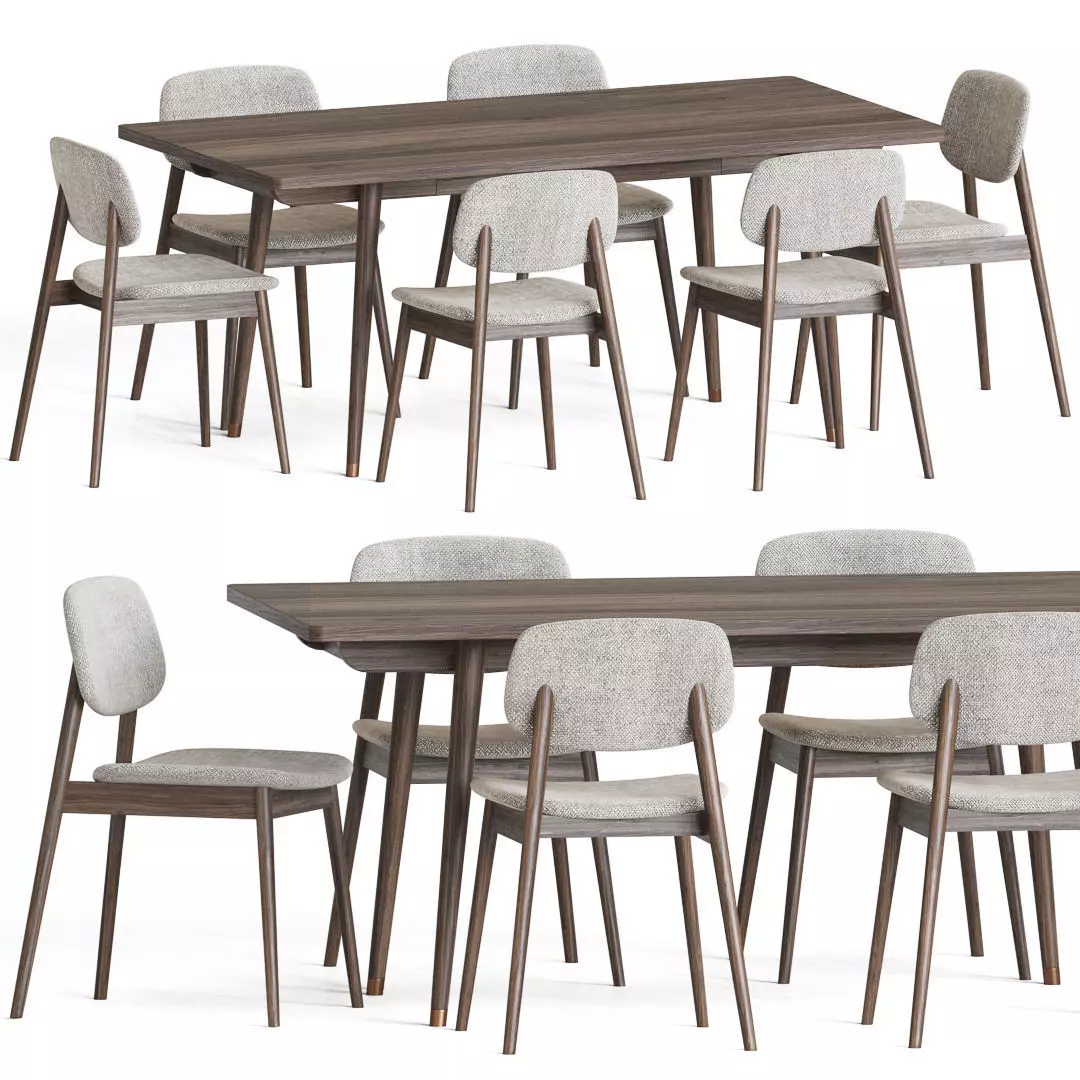 Frey Chair Larson Table Dining Set 3D model_0