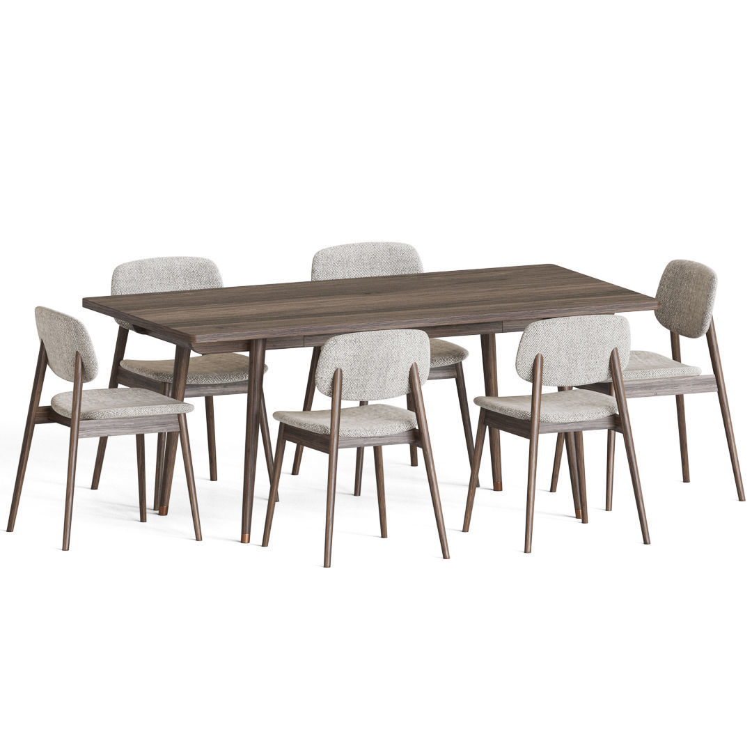 Frey Chair Larson Table Dining Set 3D model_1