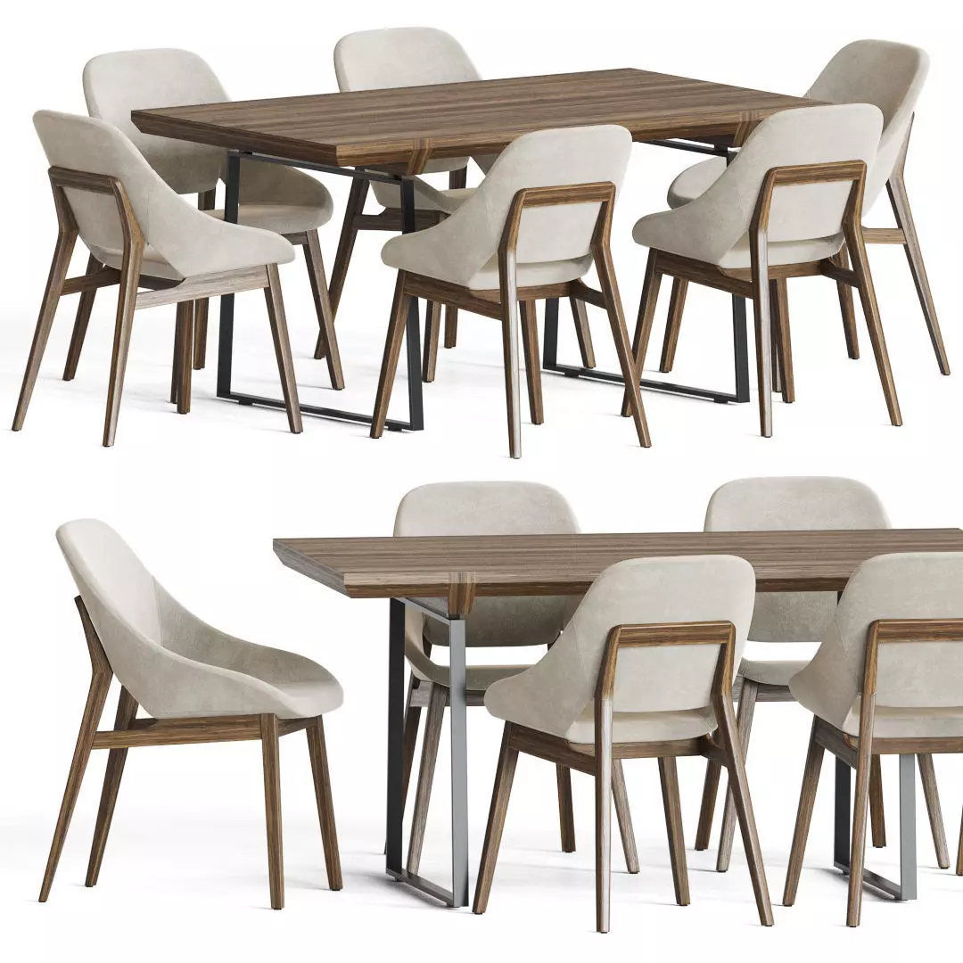 Grace Chair Edge Table Enne Dining Set 3D model_0