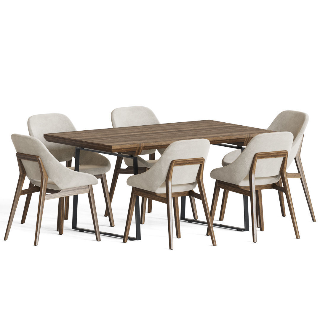Grace Chair Edge Table Enne Dining Set 3D model_1
