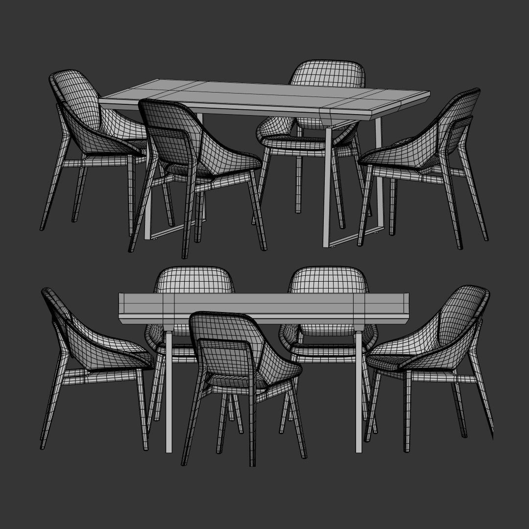 Grace Chair Edge Table Enne Dining Set 3D model_3