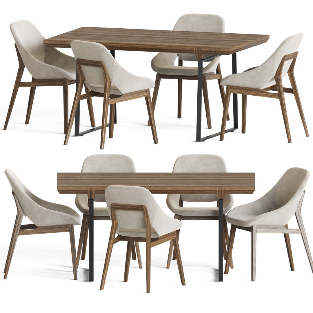Grace Chair Edge Table Enne Dining Set 3D model_2