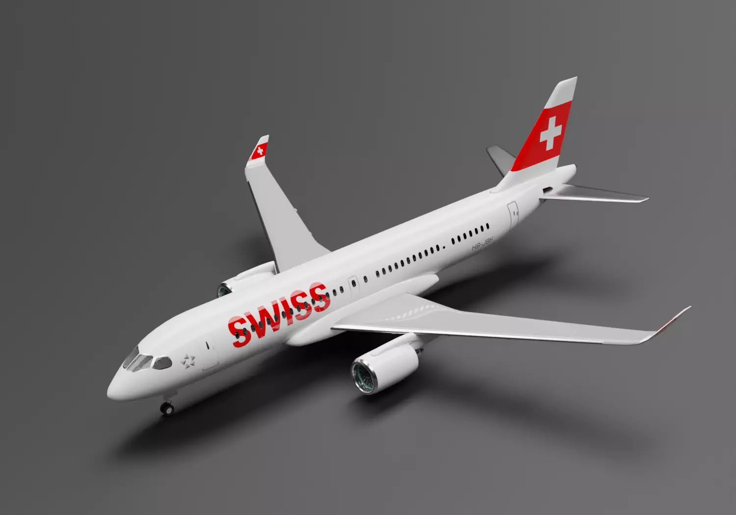 Airbus A220-300 Swiss Livery 3D model