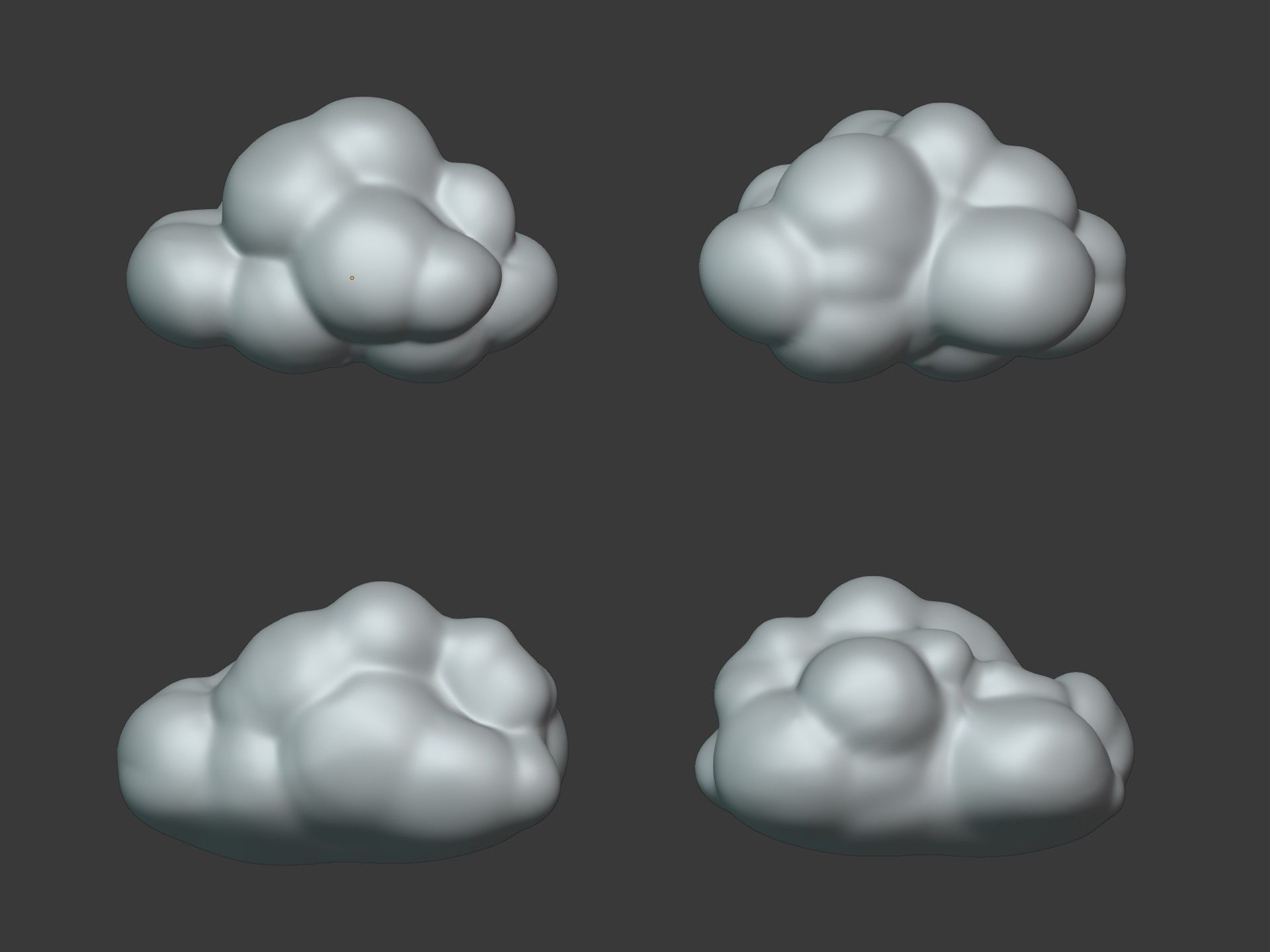 Cartoon Clouds Pack Low-poly 3D model_3