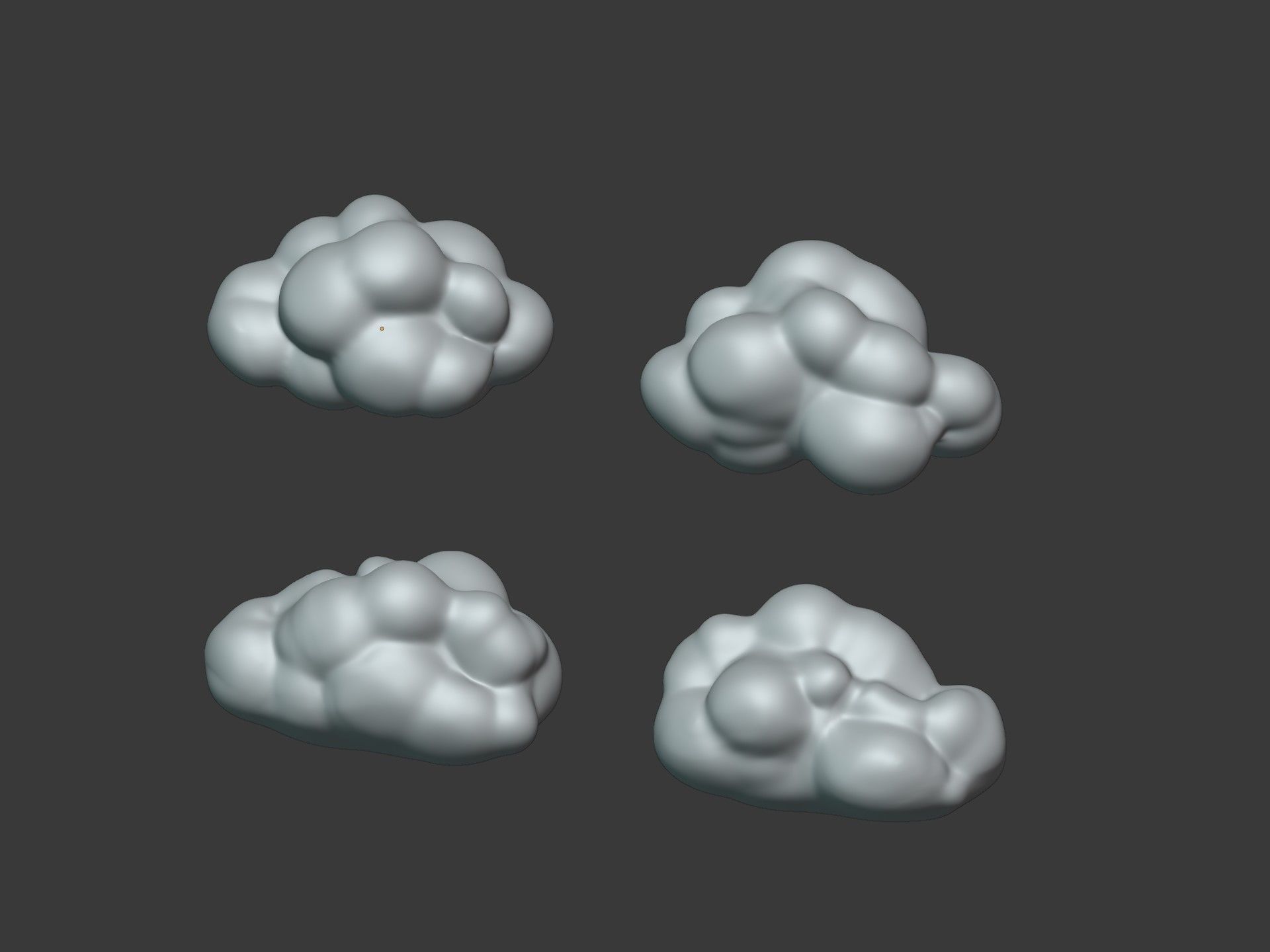 Cartoon Clouds Pack Low-poly 3D model_5