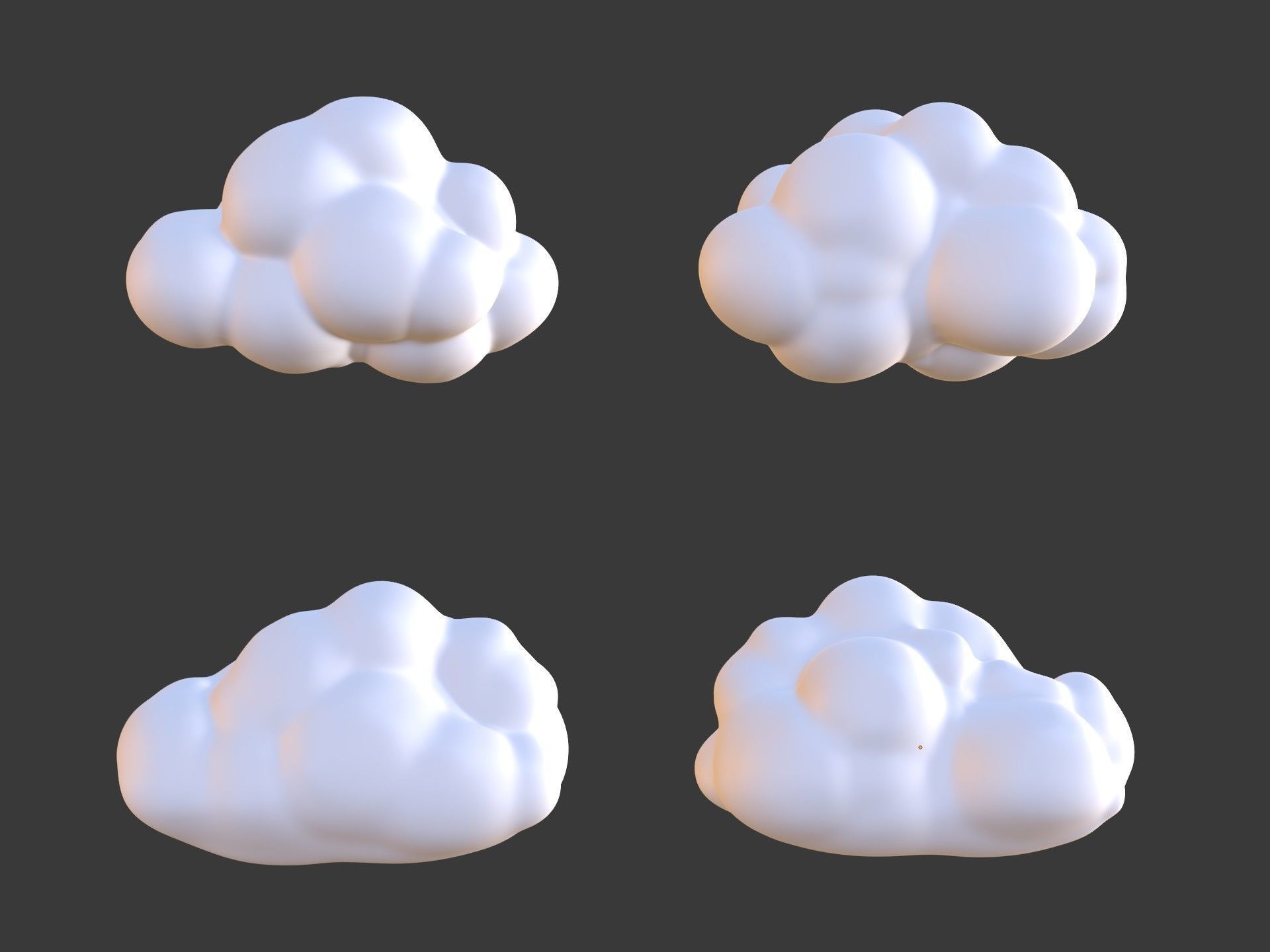 Cartoon Clouds Pack Low-poly 3D model_2