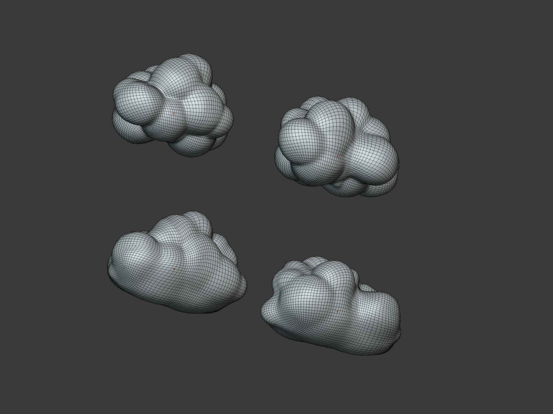 Cartoon Clouds Pack Low-poly 3D model_8