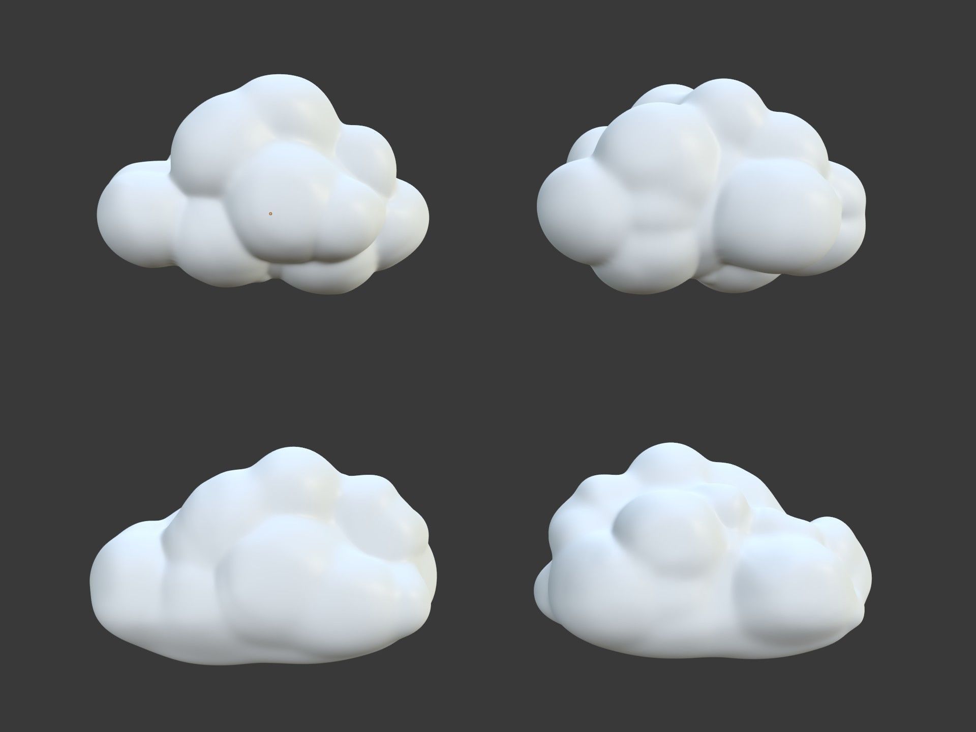 Cartoon Clouds Pack Low-poly 3D model_1