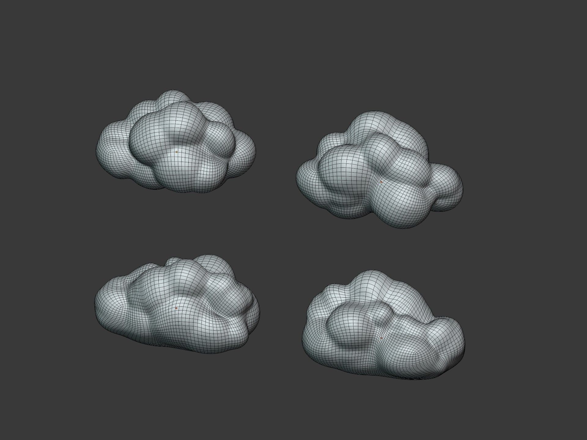 Cartoon Clouds Pack Low-poly 3D model_6