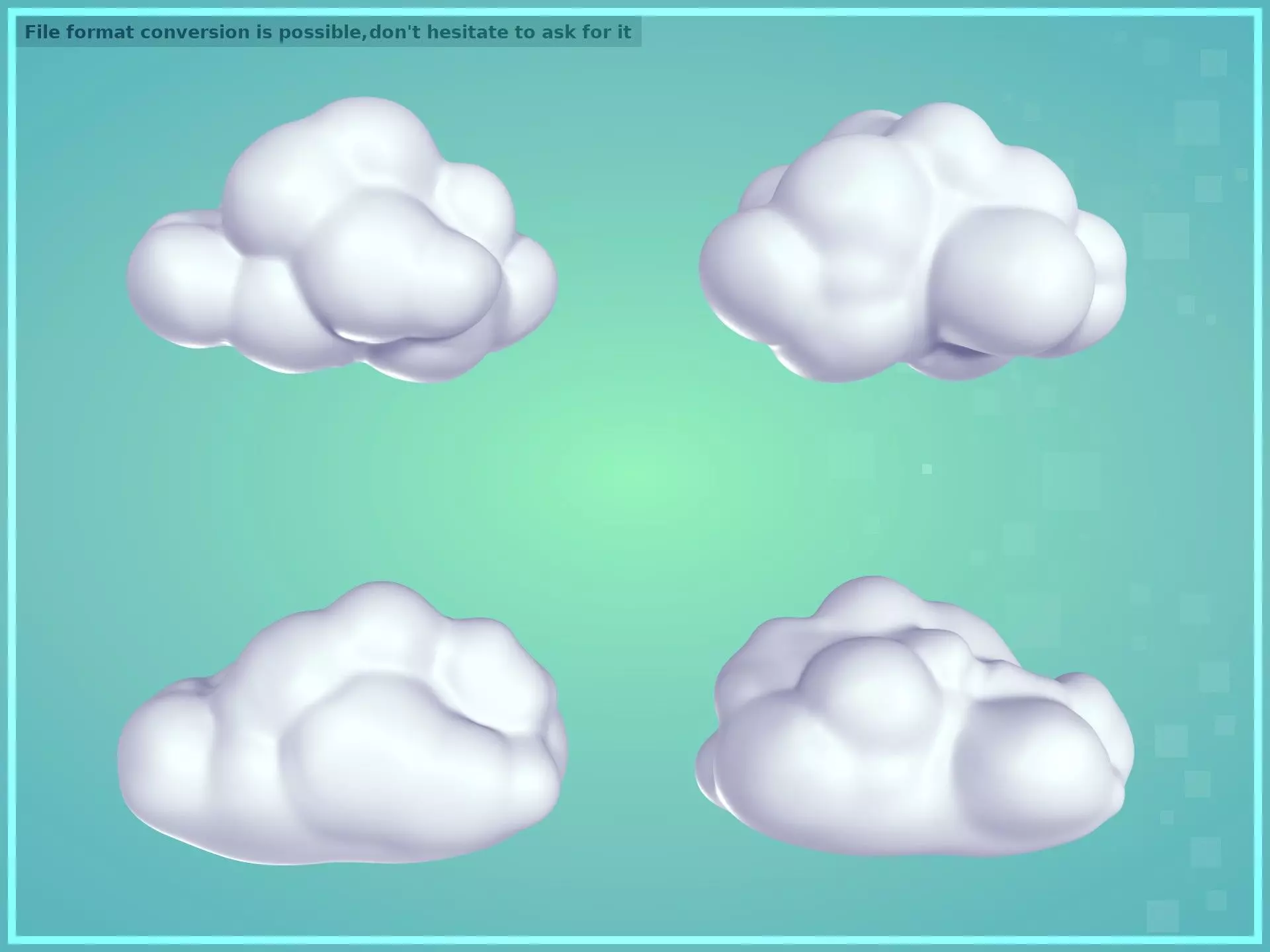 Cartoon Clouds Pack Low-poly 3D model_0