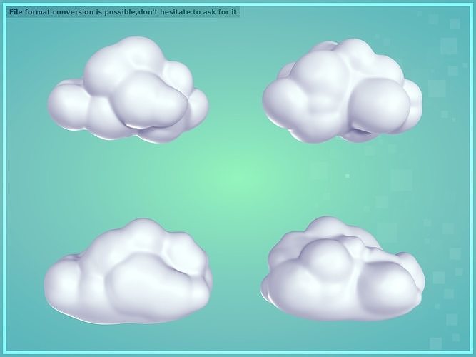 Cartoon Clouds Pack Low-poly 3D model