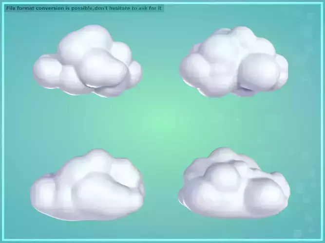 Cartoon Clouds Pack Low-poly 3D model