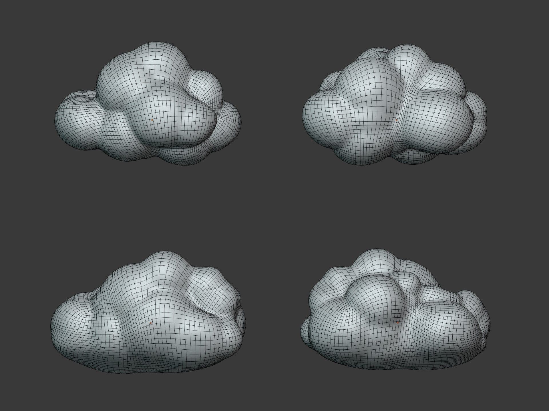Cartoon Clouds Pack Low-poly 3D model_4