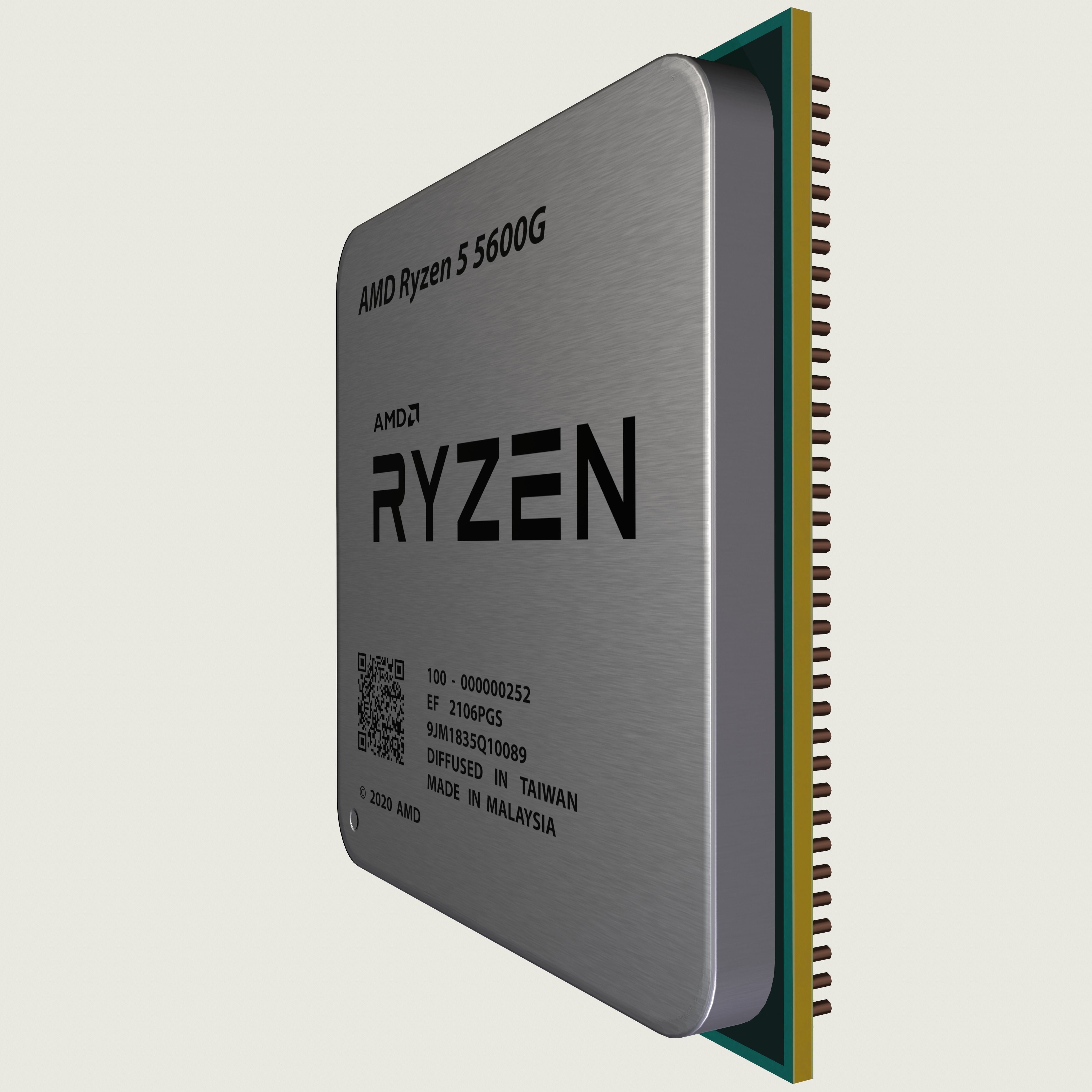 CPU AMD Ryzen 5 5600G Low-poly 3D model_9