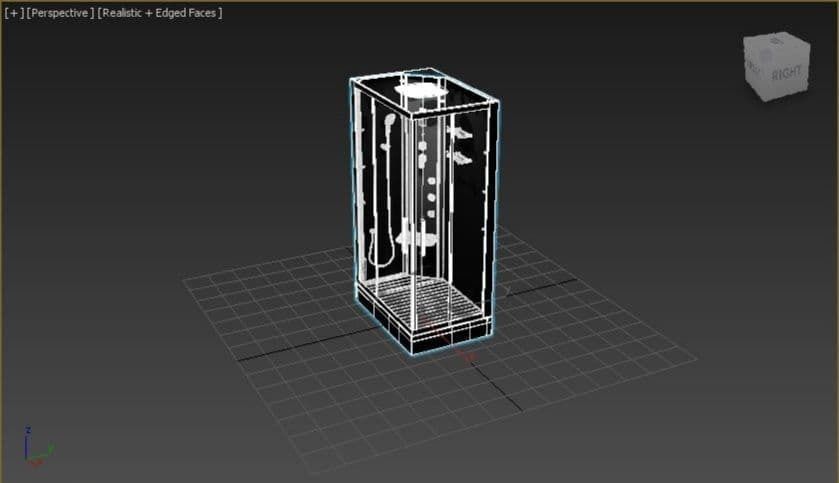 shower enclosure with glass door 3D model_1