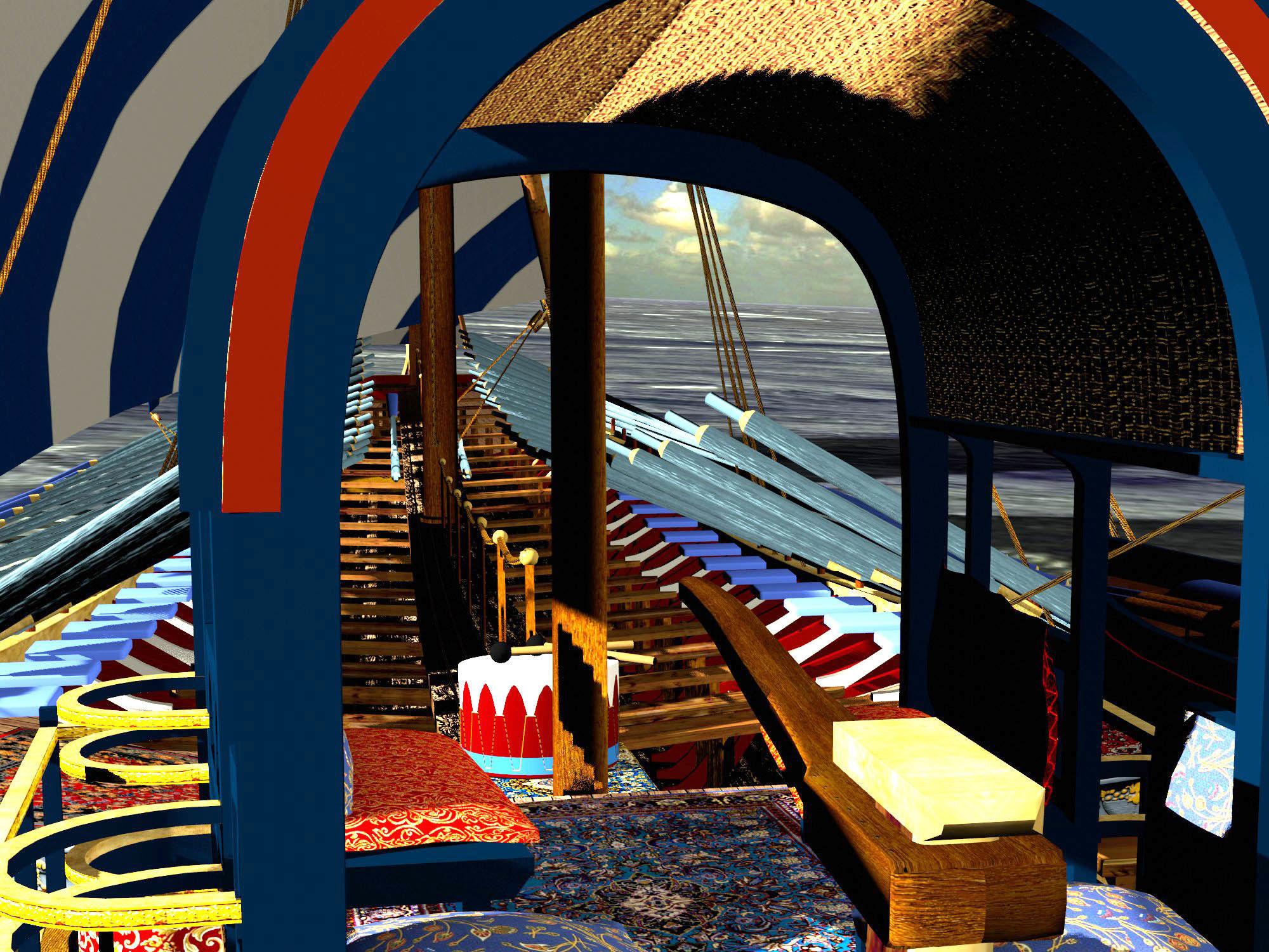 Caique of the Sultan    Arab Turkish WarShip   XVI century    3D model_6