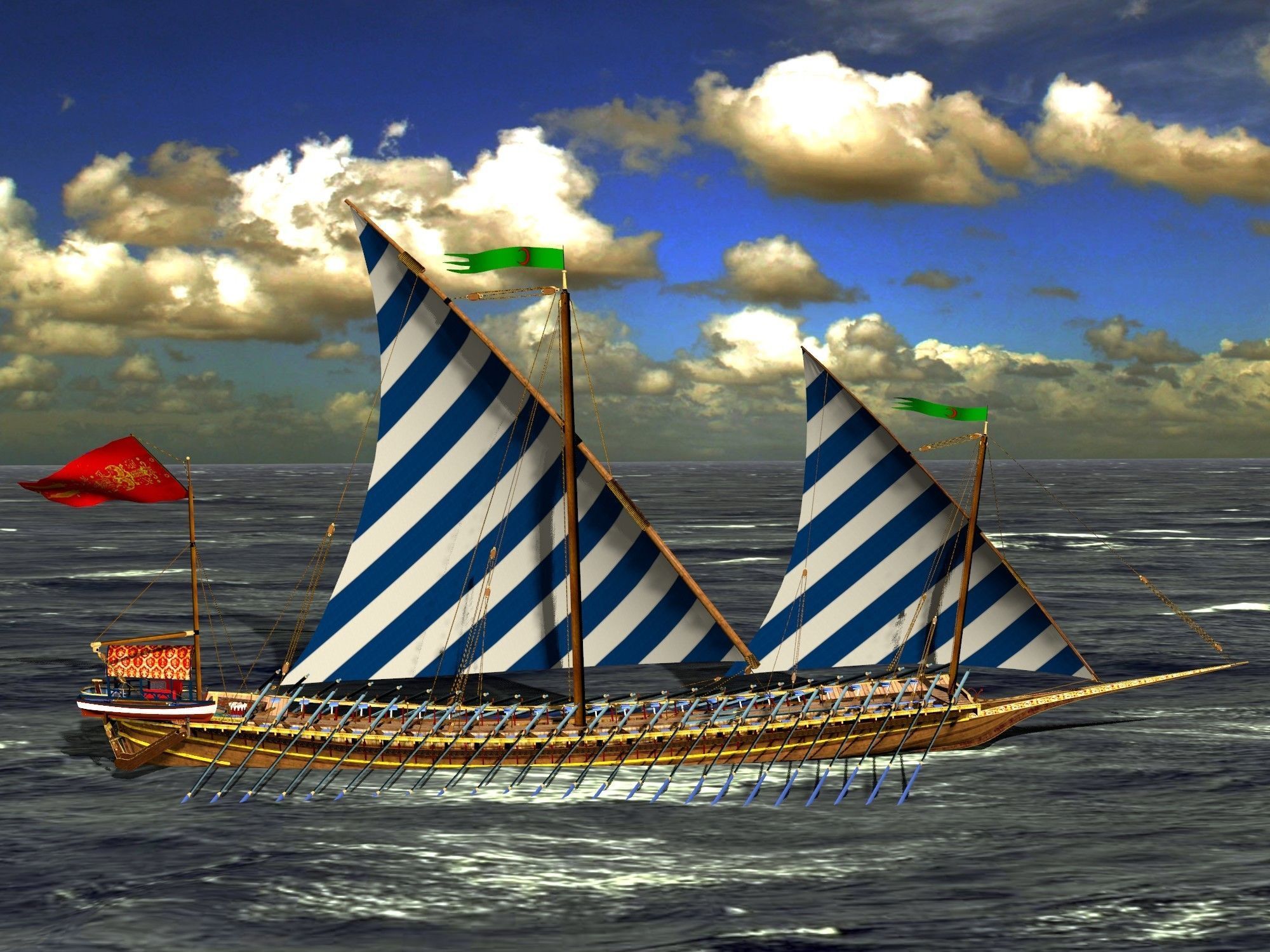 Caique of the Sultan    Arab Turkish WarShip   XVI century    3D model_2