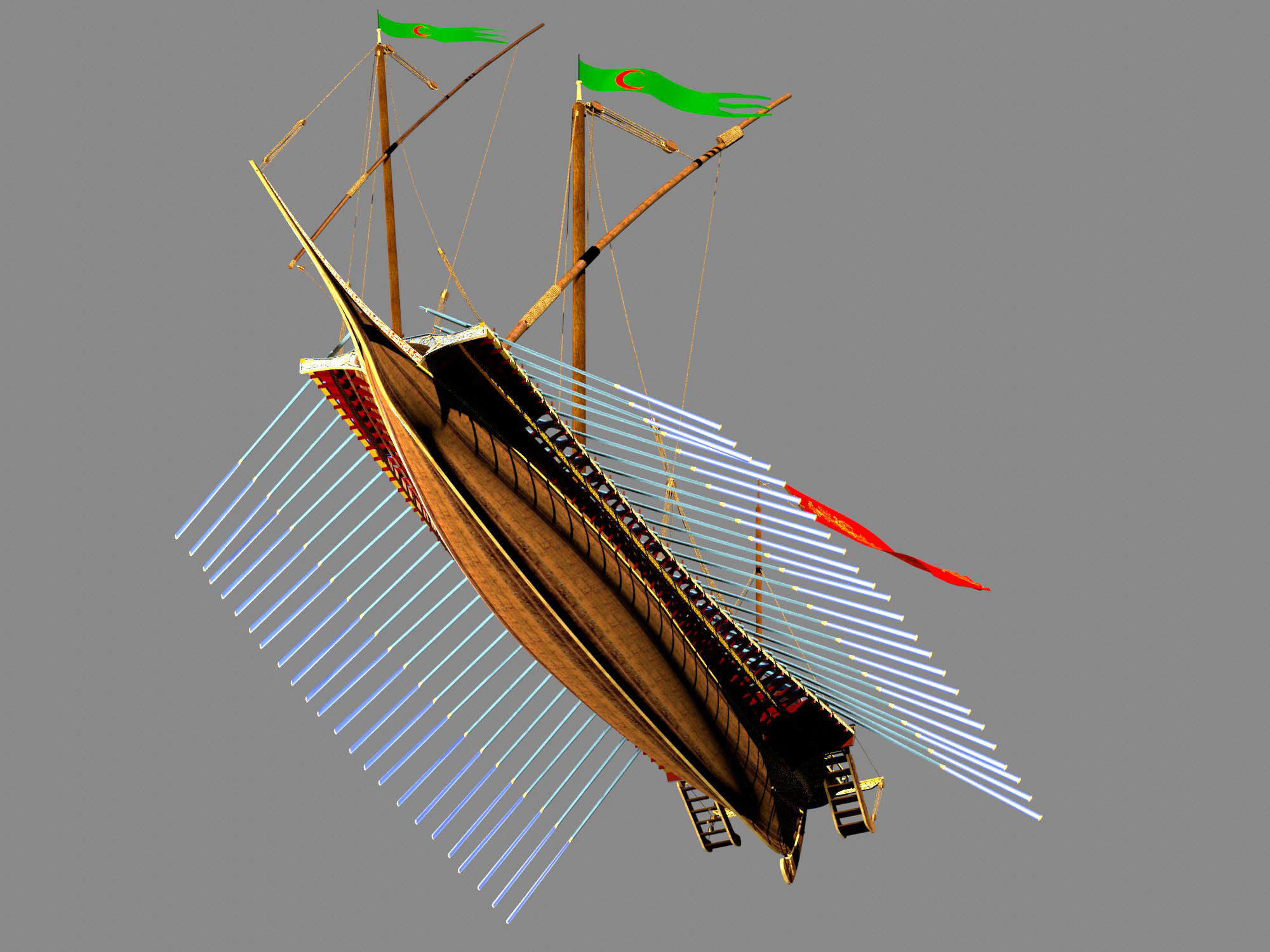 Caique of the Sultan    Arab Turkish WarShip   XVI century    3D model_10