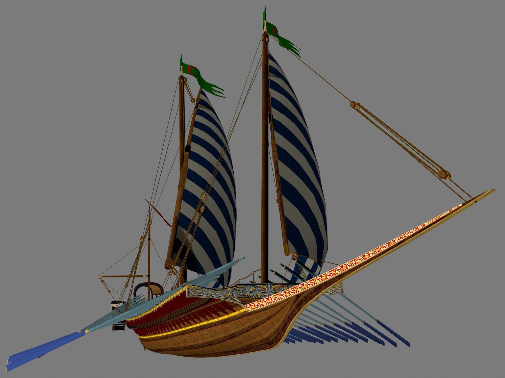 Caique of the Sultan    Arab Turkish WarShip   XVI century    3D model_11