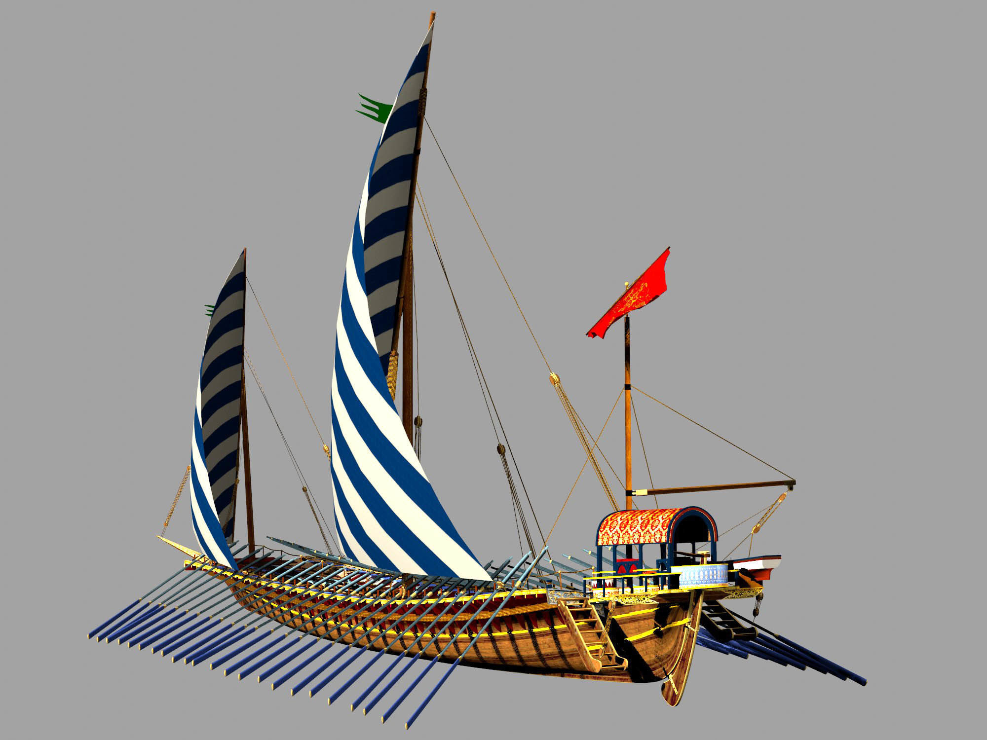 Caique of the Sultan    Arab Turkish WarShip   XVI century    3D model_4