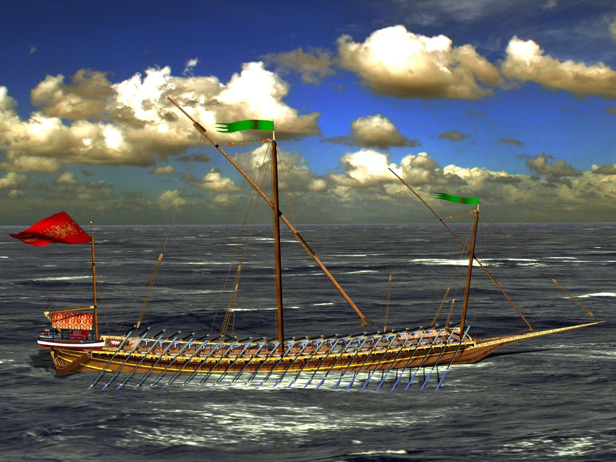 Caique of the Sultan    Arab Turkish WarShip   XVI century    3D model_1