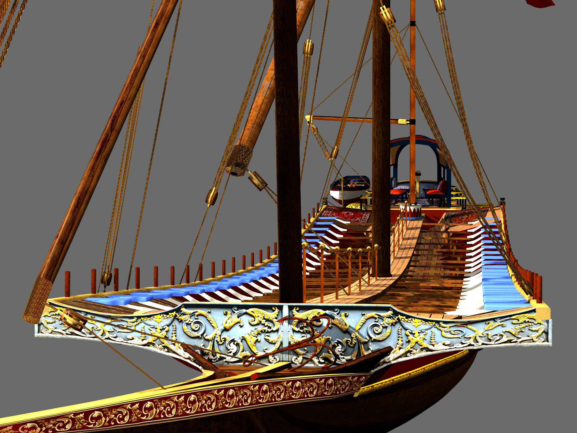 Caique of the Sultan    Arab Turkish WarShip   XVI century    3D model_13