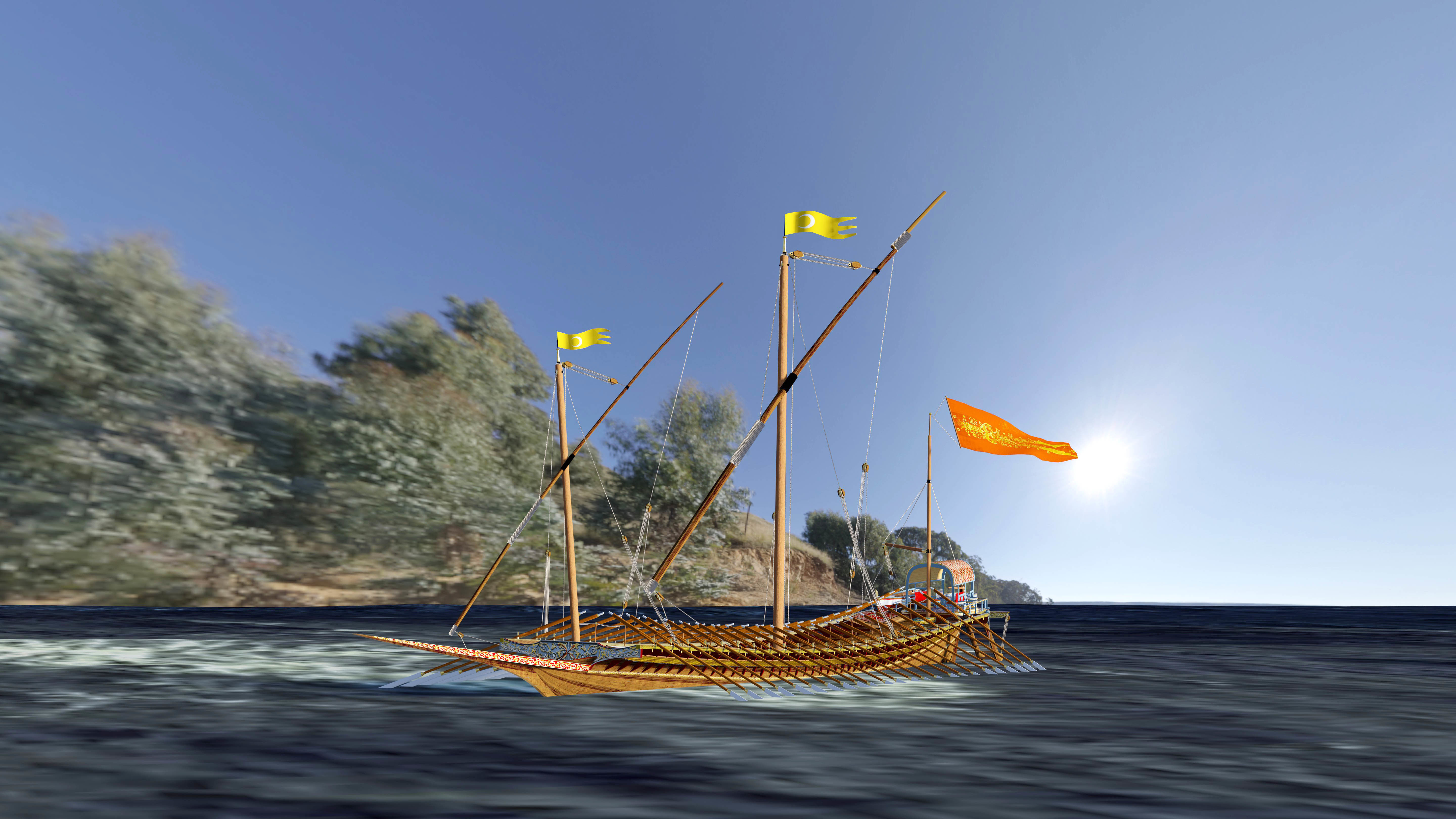 Caique of the Sultan    Arab Turkish WarShip   XVI century    3D model_20