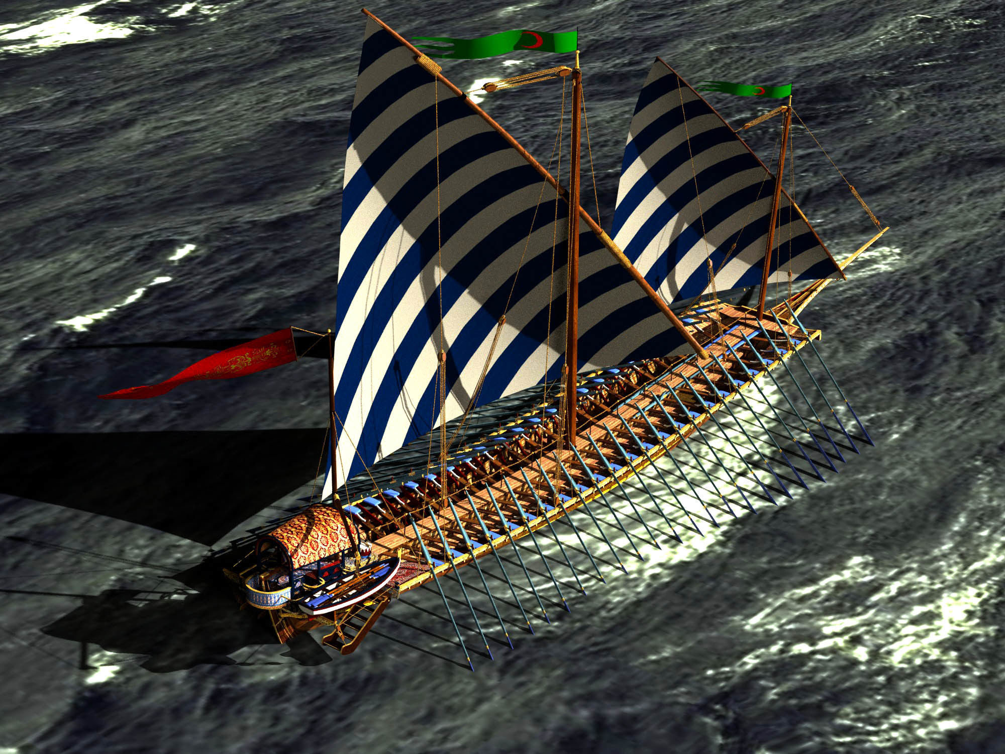 Caique of the Sultan    Arab Turkish WarShip   XVI century    3D model_9