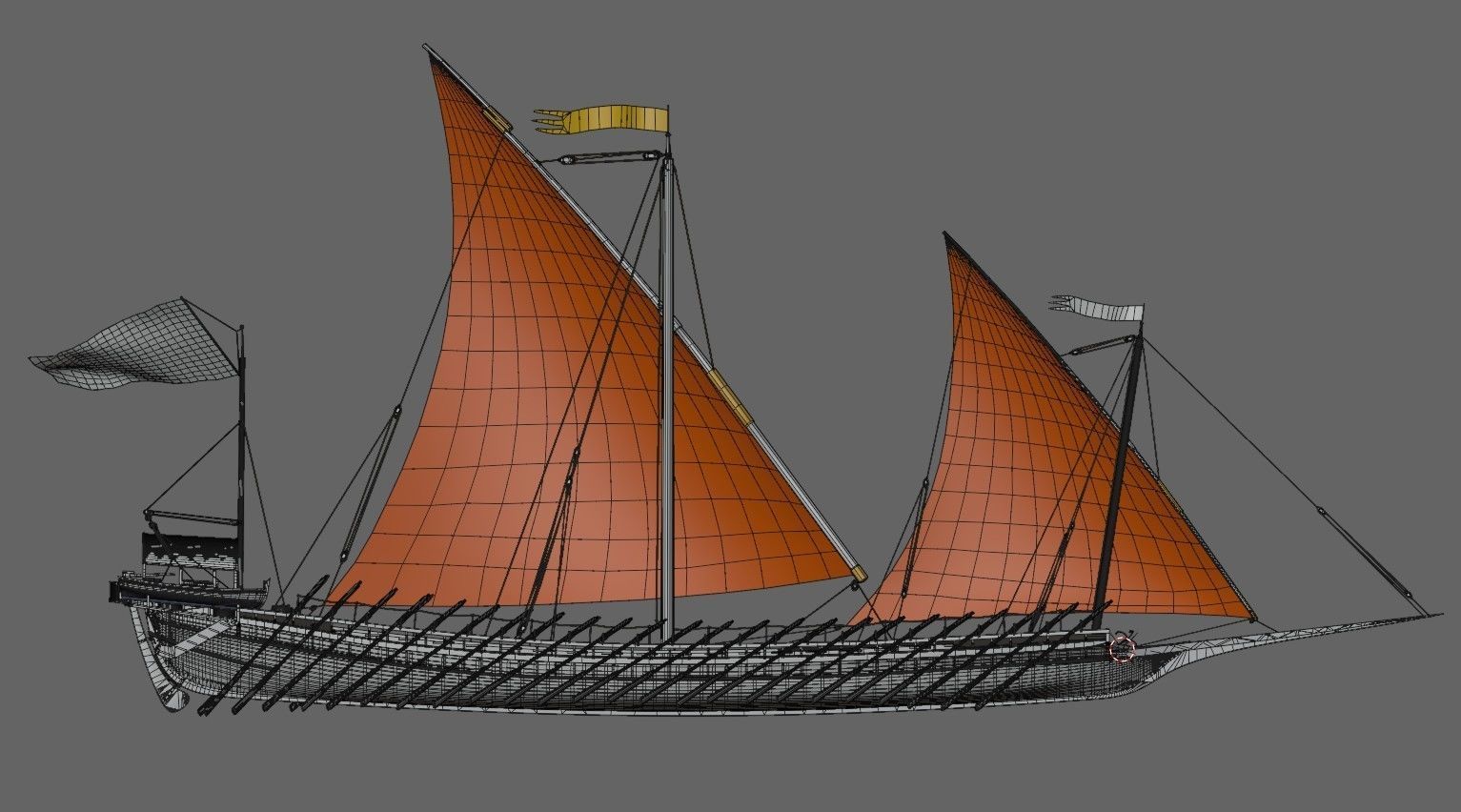 Caique of the Sultan    Arab Turkish WarShip   XVI century    3D model_16
