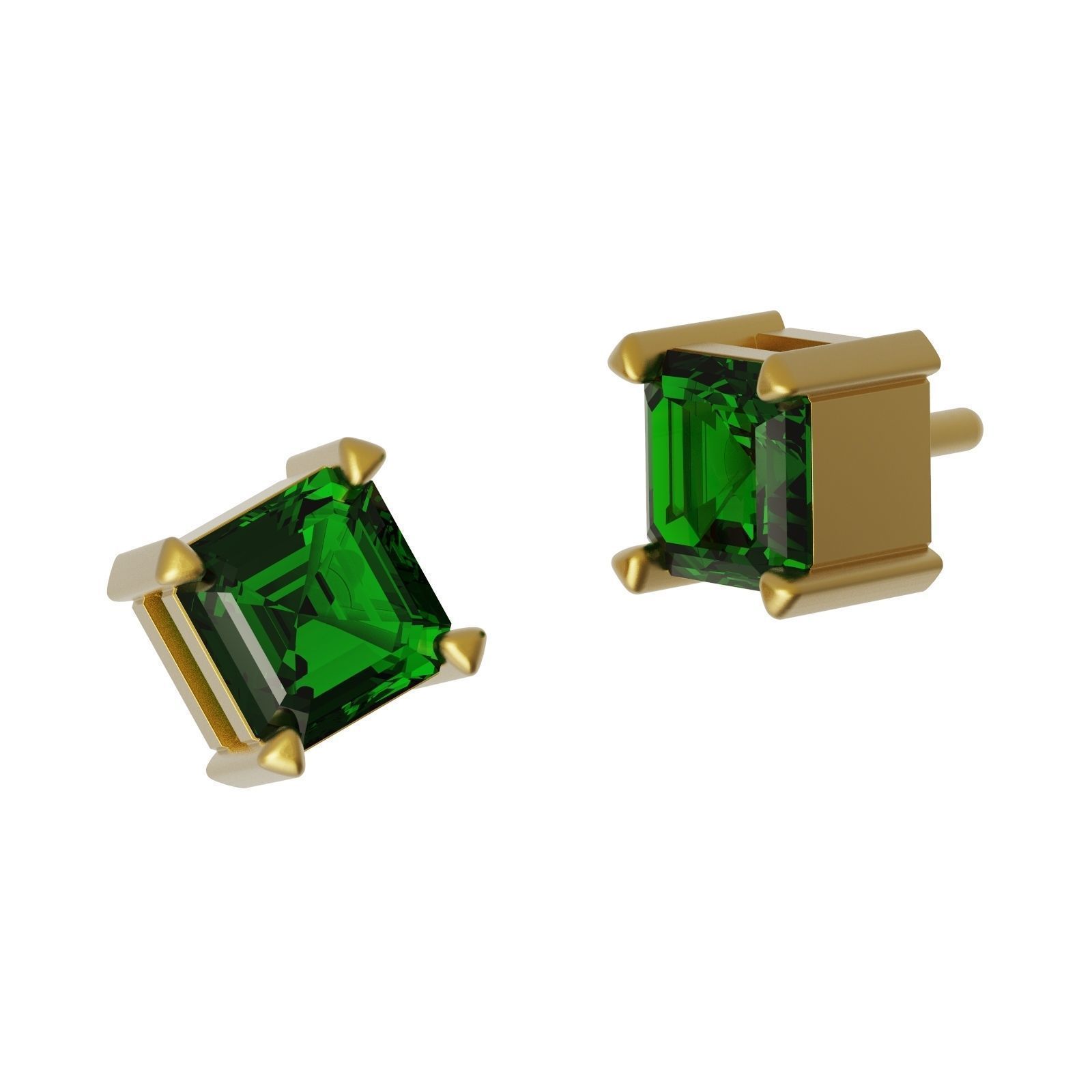 Geometric collection emerald stud earrings gold _3