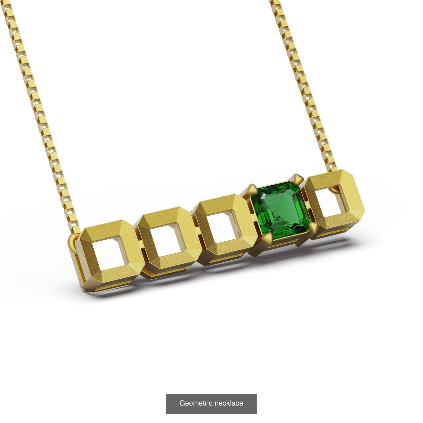 Geometric collection emerald stud earrings gold _1