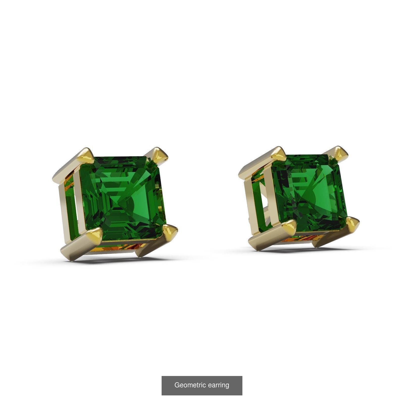 Geometric collection emerald stud earrings gold _2