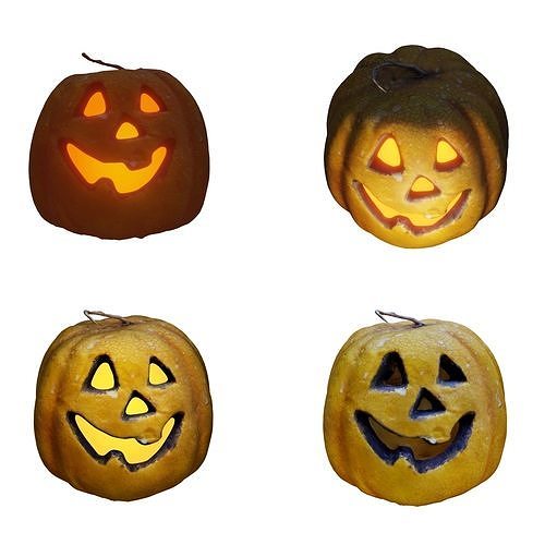 Halloween pumpkin complete SET with light and 55 ready renders Low-poly 3D model 7