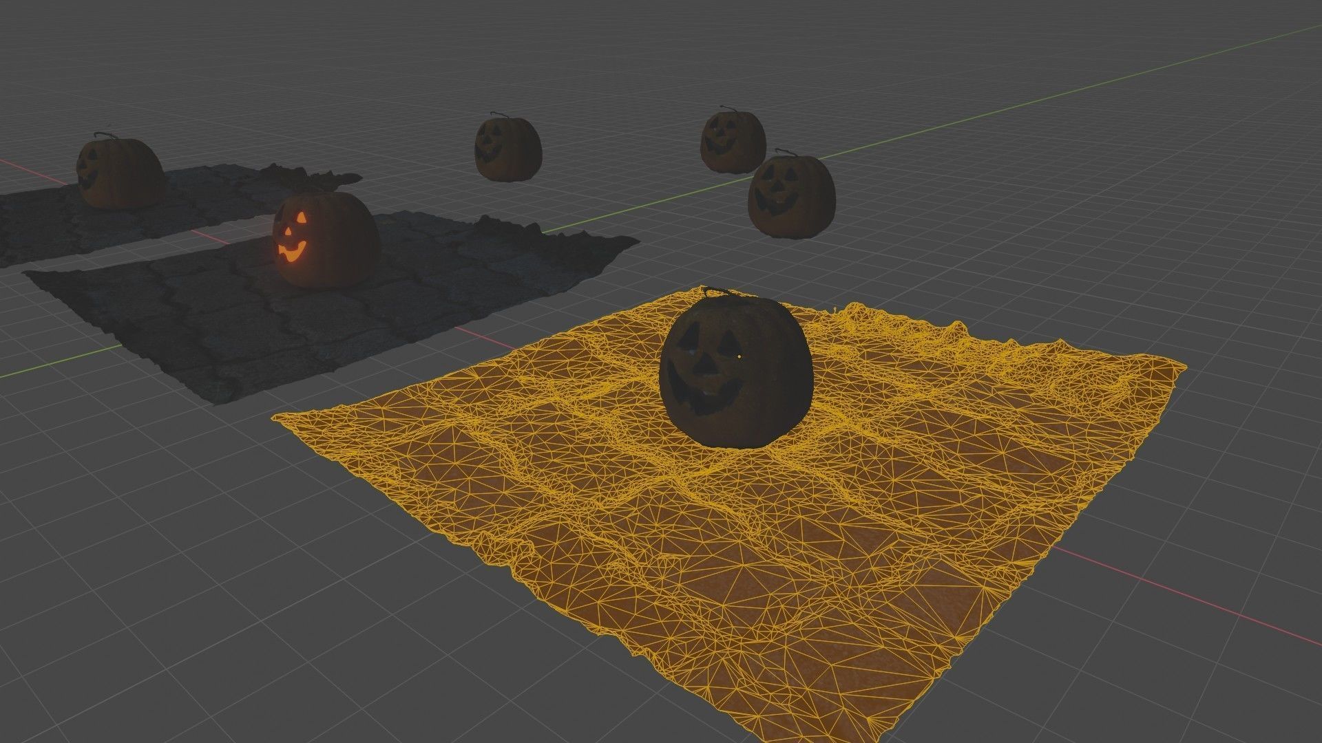 Halloween pumpkin complete SET with light and 55 ready renders Low-poly 3D model_63