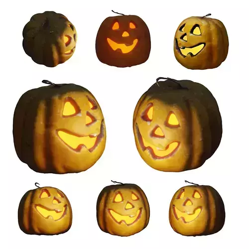 Halloween pumpkin complete SET with light and 55 ready renders