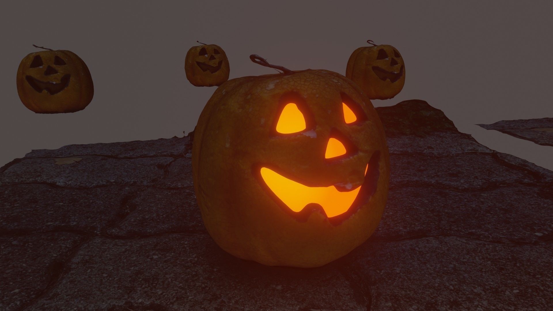 Halloween pumpkin complete SET with light and 55 ready renders Low-poly 3D model_76