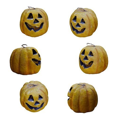 Halloween pumpkin complete SET with light and 55 ready renders Low-poly 3D model 6