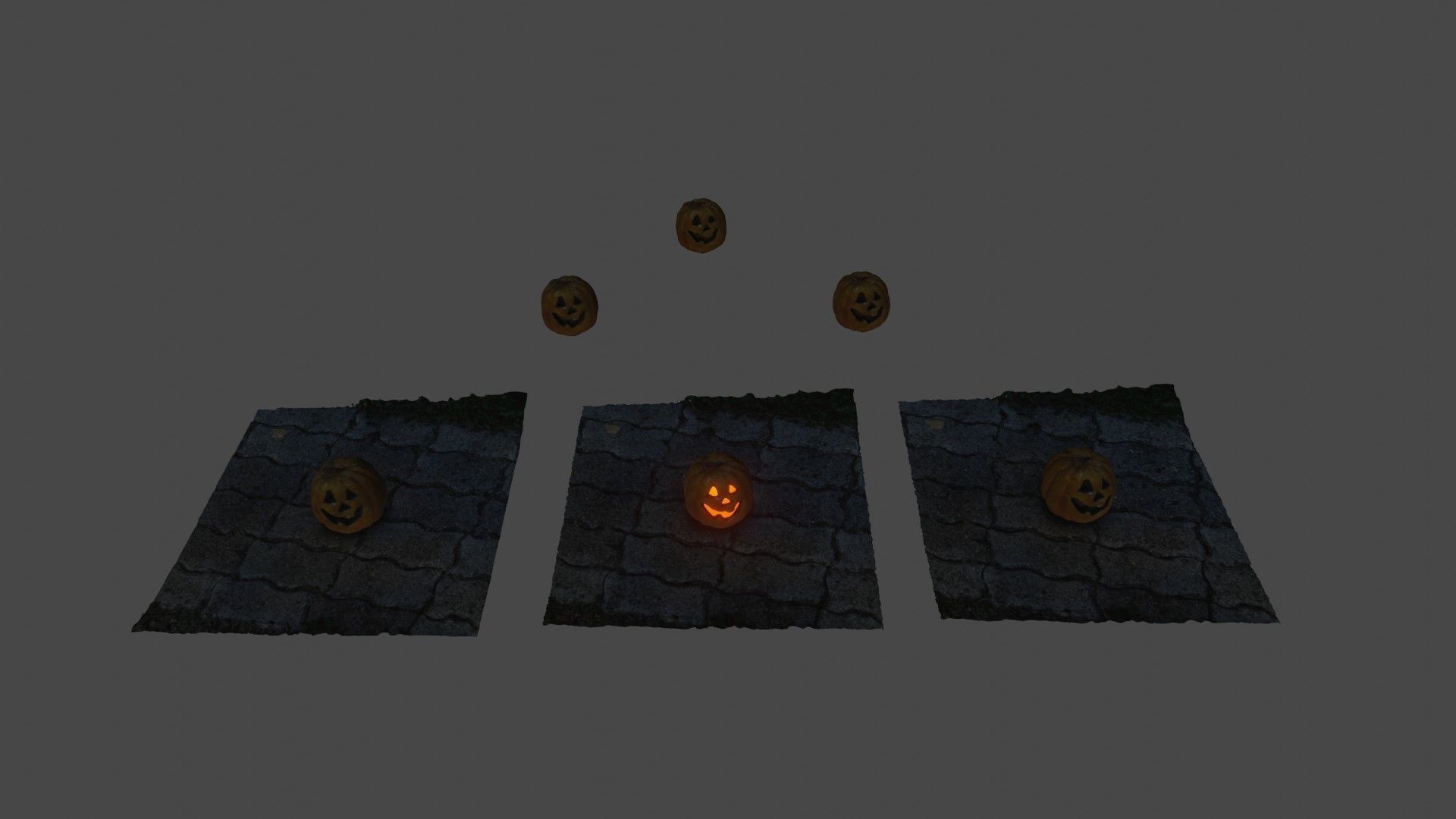 Halloween pumpkin complete SET with light and 55 ready renders Low-poly 3D model_57