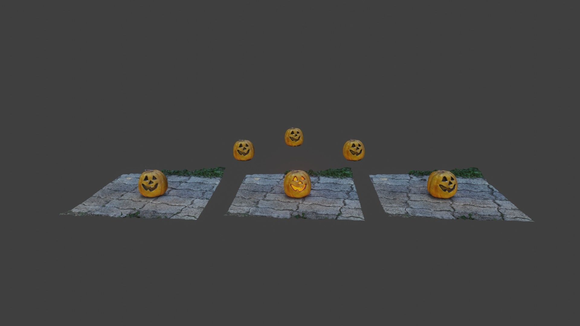 Halloween pumpkin complete SET with light and 55 ready renders Low-poly 3D model_7