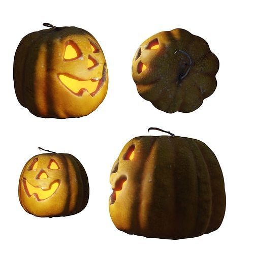Halloween pumpkin complete SET with light and 55 ready renders Low-poly 3D model 5