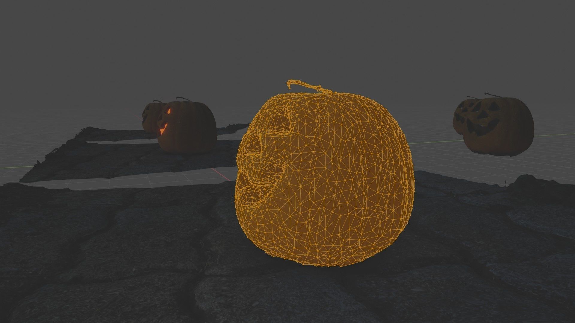 Halloween pumpkin complete SET with light and 55 ready renders Low-poly 3D model_71