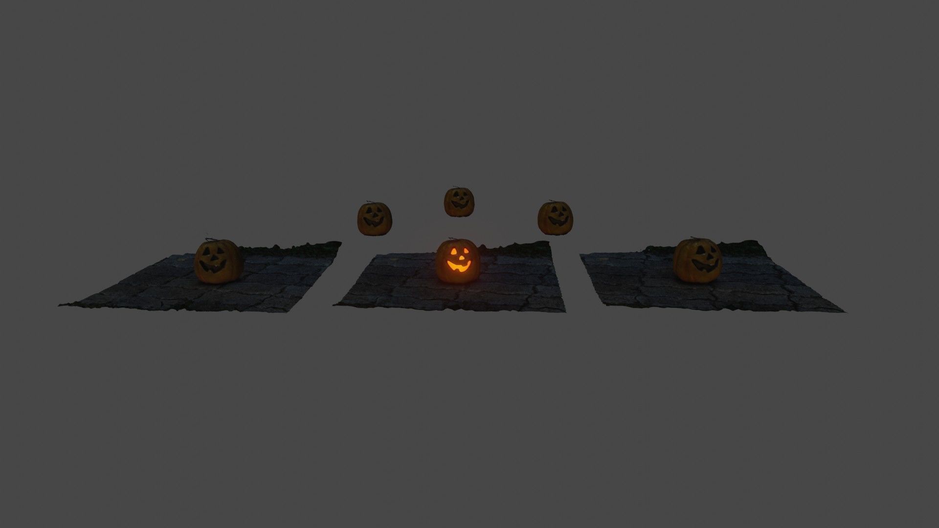 Halloween pumpkin complete SET with light and 55 ready renders Low-poly 3D model_69