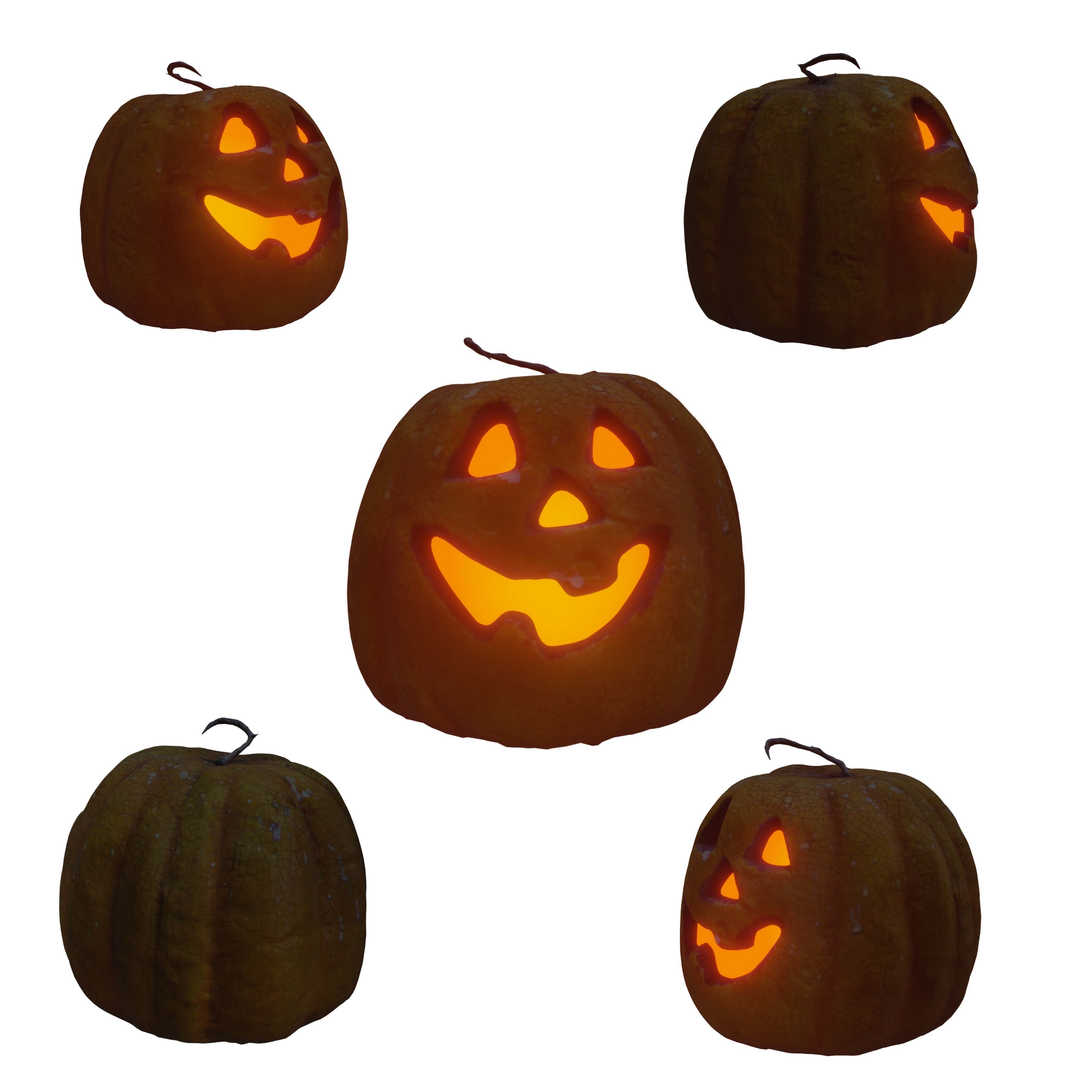 Halloween pumpkin complete SET with light and 55 ready renders Low-poly 3D model_3