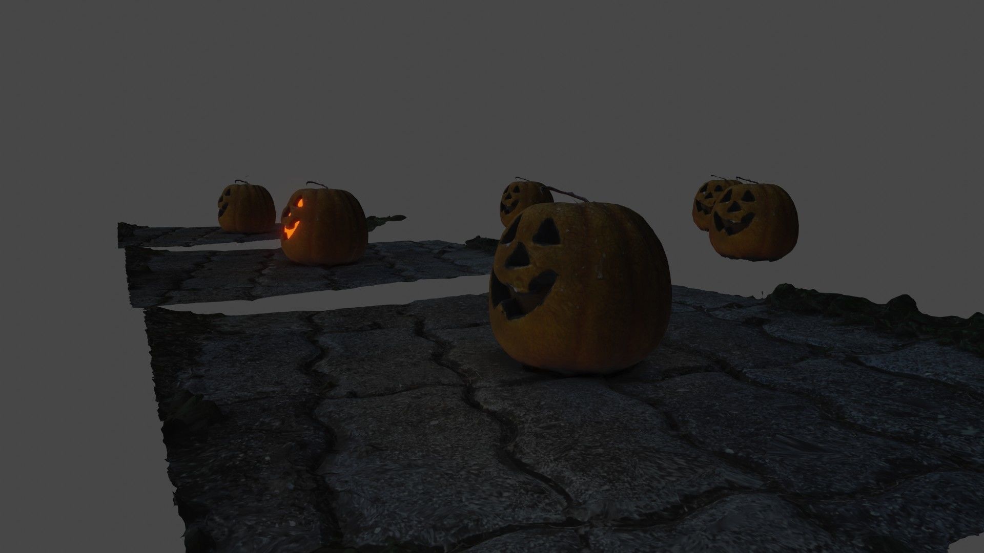 Halloween pumpkin complete SET with light and 55 ready renders Low-poly 3D model_55