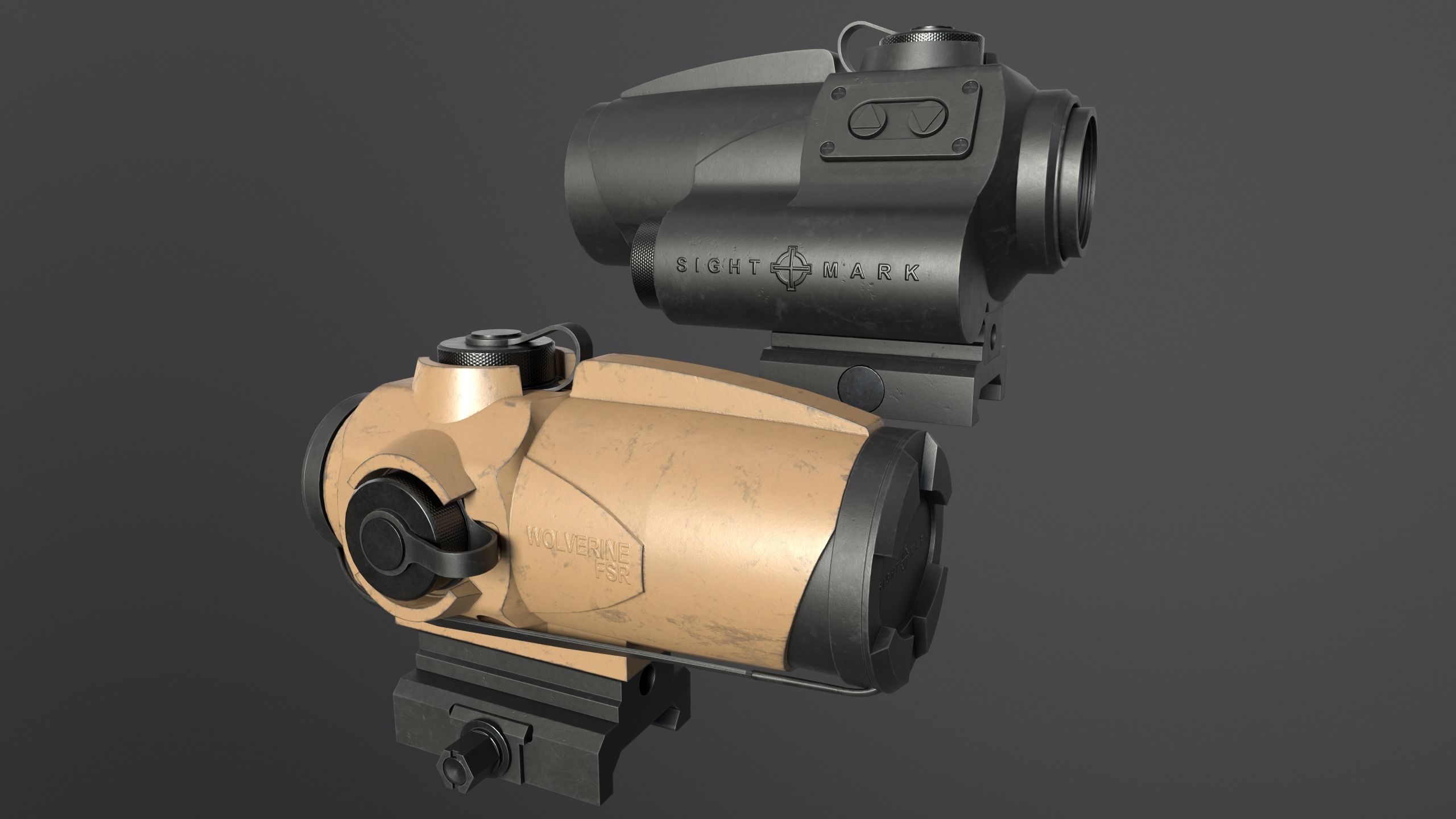 Sightmark Wolverine Scope FSR 1x28 Low-poly 3D model_2