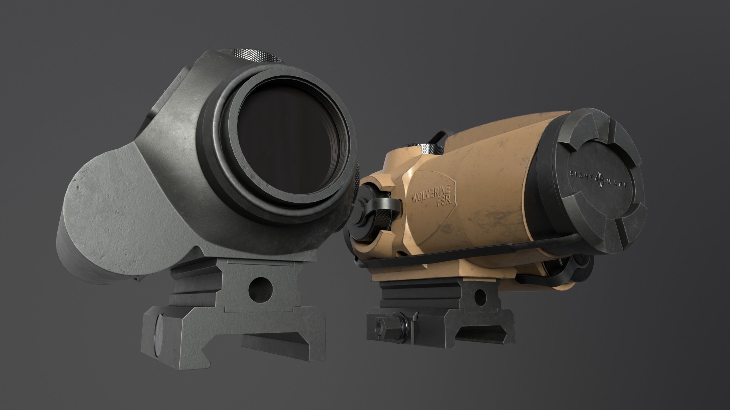 Sightmark Wolverine Scope FSR 1x28 Low-poly 3D model_9