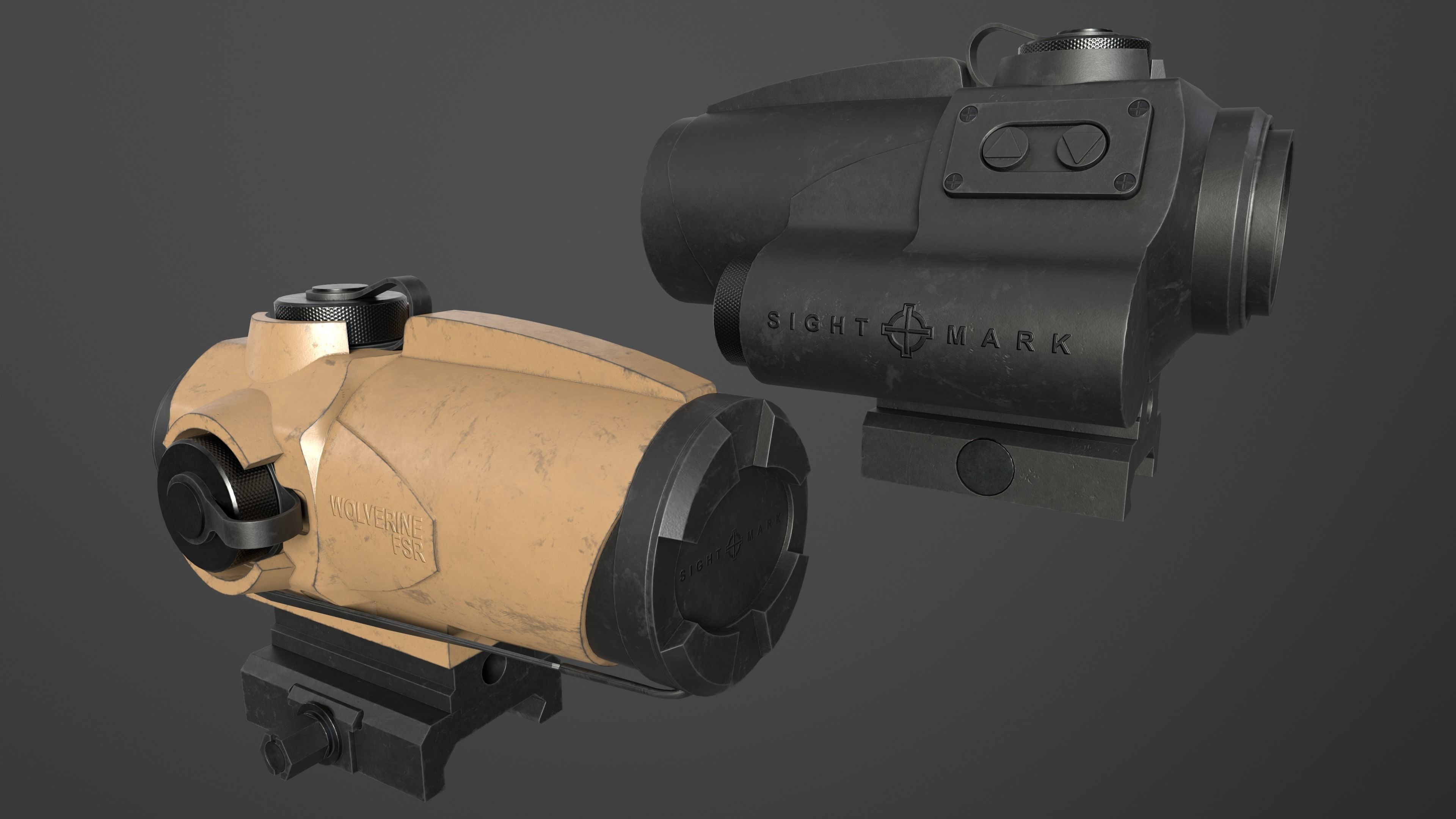 Sightmark Wolverine Scope FSR 1x28 Low-poly 3D model_1